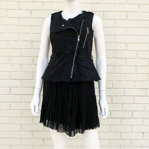 Y2K DIESEL 2 Pc Convertible Cargo Mini Pleated Skirt & Moto Vest Combo Small